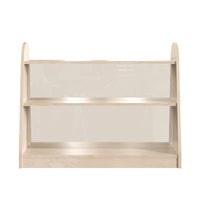 Flash Furniture Bright Beginnings Commercial Grade 3 Shelf Double Sided Wooden Classroom Storage Unit - Natural-3 Shelf Double Sided Wooden Classroom Storage Unit with Clear Divider Panel