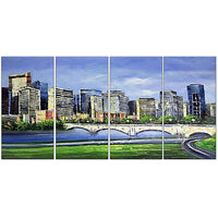 Designart Calgary Cityscape 4-Panel Canvas Art Print, 48" x 28", (PT2040-271)-Print