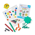 Hand2Mind Take-Home Manipulative Kit - Grades K-2 - Multicolor-this math kit gives kids a hands-on tool for learning and reviewing math concepts: sorting, patterns, pattern block relationship, pattern block fraction, counting, addition, subtraction, multiplication, division, and other math concepts.