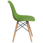 Flash Furniture Elon Series Green Plastic Chair with Wooden Legs - 2 Pack-Green Plastic Finish