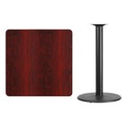 Flash Furniture 36"L Square Table with 24"W x 42"H Round Base, Mahogany Laminate (XUMA3636TR24B)-Mahogany Laminate Top