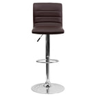 Flash Furniture Contemporary Brown Vinyl Adjustable Height Barstool with Horizontal Stitch Back & Chrome Base - 2 Pack-Mid-Back Design