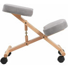 Nicer Furniture Kneeling Chair with Memory Foam - Natural Wooden Frame Grey Fabric-Stylish natural wood finish