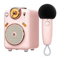 Divoom Fairy-OK Retro Mini Karaoke Speaker - Pink-This is our most popular karaoke speaker. Easier and quicker to pair the mini microphone to little speaker via Bluetooth, sing karaoke songs with your family and friends together. Perfect gift for Birthday, Valentine’s Day, Mother’s Day, Children’s Day, Christmas Day, Thanksgiving Day, New Year, and other festivals, celebrations, holidays.