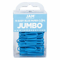JAM Paper Colored Jumbo 2" Paper Clips - Baby Blue - 2 Packs of 75-Color: Baby Blue