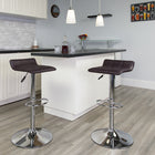Flash Furniture Contemporary Vinyl Adjustable Height Barstools with Quilted Wave Seat & Chrome Base - Brown - 2 Pack-Swivel Seat