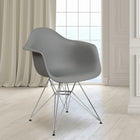 Flash Furniture Alonza Series Plastic Chair with Chrome Base - Moss Grey-Adjustable Floor Glides