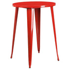 30'' Round Red Metal Indoor-Outdoor Bar Table Set with 4 Vertical Slat Back Barstools [CH-51090BH-4-30VRT-RED-GG]-Red Powder Coat Finish