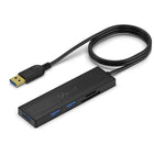 QGeeM 5-in-1 USB 3.0 Hub Adapter - with SD/TF Card Reader & 3 Ports USB 3.0 for Laptop, MacBook Black-Black, metal, 5 ports