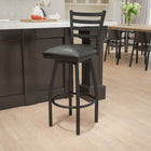 Flash Furniture HERCULES Series Black Ladder Back Swivel Metal Barstool - Black-Swivel Seat
