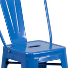 Flash Furniture 24" High Blue Metal Indoor-Outdoor Counter Height Stool with Back-Drain Hole in Seat