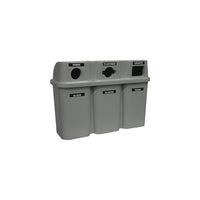 Techstar Plastics Bulls eye Recycling Container Triple, 75 Gallons, Grey (575-GREY)-Capacity - 3 x 114L/90 US Gal.