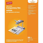Staples Inkjet Transparency Film, 50-Pack-For use in black and white or colour inkjet printers