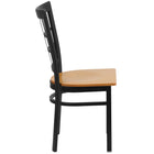 Flash Furniture HERCULES Series Black Window Back Metal Restaurant Chair - Natural Wood Seat-Window Back Design