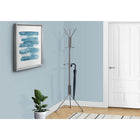 Monarch Specialties 2163 Coat Rack - Silver Metal-This silver metal free standing coat rack has a wide base to evenly distribute the weight