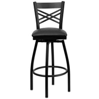 Flash Furniture HERCULES Series Black "X" Back Swivel Metal Barstool - Black-Metal Barstool