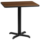 Flash Furniture 24" x 30" Rectangular Walnut Laminate Table Top with 22" x 22" Table Height Base-Hospitality Table