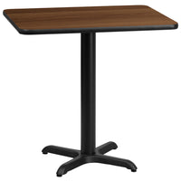 Flash Furniture 24" x 30" Rectangular Walnut Laminate Table Top with 22" x 22" Table Height Base-Hospitality Table