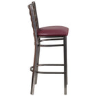 Flash Furniture HERCULES Series Clear Coated Ladder Back Metal Restaurant Barstool - Burgundy Vinyl Seat-Ladder Back Design