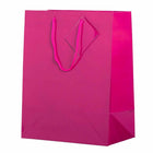 Jam Paper Glossy Gift Bags with Rope Handles - Large - 10" x 5" x 13" - Hot Pink - 100 Pack-Our giftbags feature a soft rope handle and an attached blank gift tag, allowing you to address your gifts or favors.