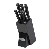 Oceanstar KS1200 Contemporary 6-Piece Knife Set with Block, Elegant Black-Santoku knife with air pocket for easy food release.