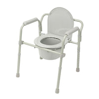 Drive Medical Folding Steel Bedside Commode-Grey, Steel