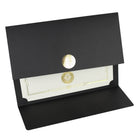 St. James Document/Certificate Holders - Gold Award Seal with Blue Ribbon - Black - 5 Pack-Easy to insert any letter size (8-1/2" x 11") documents into the die-cut corner slots