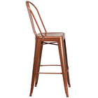 Flash Furniture 30" High Copper Metal Indoor-Outdoor Barstool with Back-Curved Back with Vertical Slat