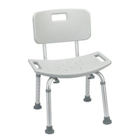Drive Medical Bathroom Safety Shower Tub Bench Chair, With Back, Grey-Grey, Aluminum