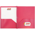 JAM Paper Plastic POP Two Pocket Clasp School Folder with Prong Clip Fasteners, Pink, 12 Pack (313525333ug)-3