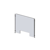 Mark Maker Rod Sneeze Guard - 23.5" W x 23.5" H panel 1/4" Clear Acrylic and 24" high aluminum rod set -with 4"x12" pass through-Optimal social distancing between two groups of people