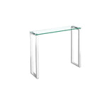 Plata Import Gen Console (NZ-013A-1)-Glass top and Metal Stainless Steel Frame