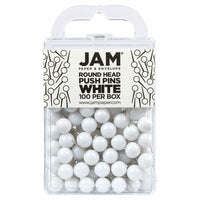 JAM Paper Colorful Push Pins - Round Head Map Thumb Tacks - White - 100 Pack-Color: White