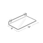 Azar Displays 16" x 8" Acrylic Shelf For Pegboard/Slatwall, Clear, 4 Pack (556014)-2"H x 16"W x 8"D, 3/16"T