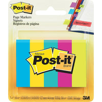 Post-it Page Marker, Assorted Colours, 1/2" x 2", 50/Pad, 5/Pack-These page markers stay securely in place