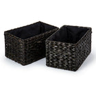 Truu Design Braided Grass Storage Basket, Set of 3, 15.5 x 7 inches, Black-Intricately braided grass with lining