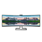 Philips 49” Ultrawide QHD USB-C Height-Adjustable Webcam Curved Monitor - 499P9H-48.8-inch anti-glare LCD VA panel curved screen gaming monitor