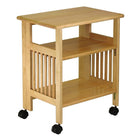 Winsome Printer / Media Stand, Foldable, Natural-Folds for easy storage or moving to another room. It contains 3 shelves and handy caster wheels. Mission-inspired, slatted-side design.