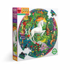 eeBoo Piece and Love Unicorn Garden Round Jigsaw Puzzle - 500 Pieces-Puzzle size is 23 inches in diameter when finished