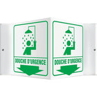 Accuform Signs "Douche D'Urgence" Projection Sign, 6" x 5", Plastic, French With Pictogram-Display Type Bolt-On