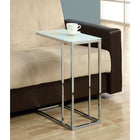 Monarch Specialties 3000 Accent Table - Chrome Metal With Frosted Tempered Glass-Ample surface area for your snacks, drinks, meals, or tablet