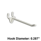 Azar Displays 4" x 0.287" Diameter Plastic Hooks, White, 50 Pack-Fits standard pegboard