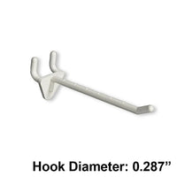 Azar Displays 4" x 0.287" Diameter Plastic Hooks, White, 50 Pack-Fits standard pegboard