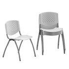 Flash Furniture HERCULES Series Plastic Stack Chair with Titanium Grey Powder Coated Frame - White-880 lb. Weight Capacity