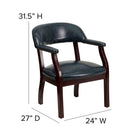 Flash Furniture Navy Vinyl Luxurious Conference Chair with Accent Nail Trim-Upholstered Straight Arms with Brass Nail Accents