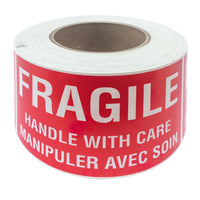 SPC 'Fragile Handle With Care' Die Cut Labels - White/Red - 3" x 5" - 500/Roll-500/Roll
