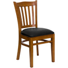 Flash Furniture HERCULES Series Vertical Slat Back Cherry Wood Restaurant Chair - Black Vinyl Seat-800 lb. Weight Capacity