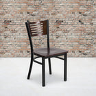 Flash Furniture HERCULES Series Black Slat Back Metal Restaurant Chair - Walnut Wood Back & Seat - 2 Pack-Welded Joint Assembly