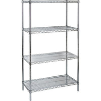 Kleton Heavy-Duty Chromate Wire Shelving, 4 Tiers, 60" W x 63" H x 24" D-Depth: 24"