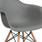 Flash Furniture Alonza Series Plastic Chair with Wooden Legs - Moss Grey-Wooden Legs with Metal Bracing